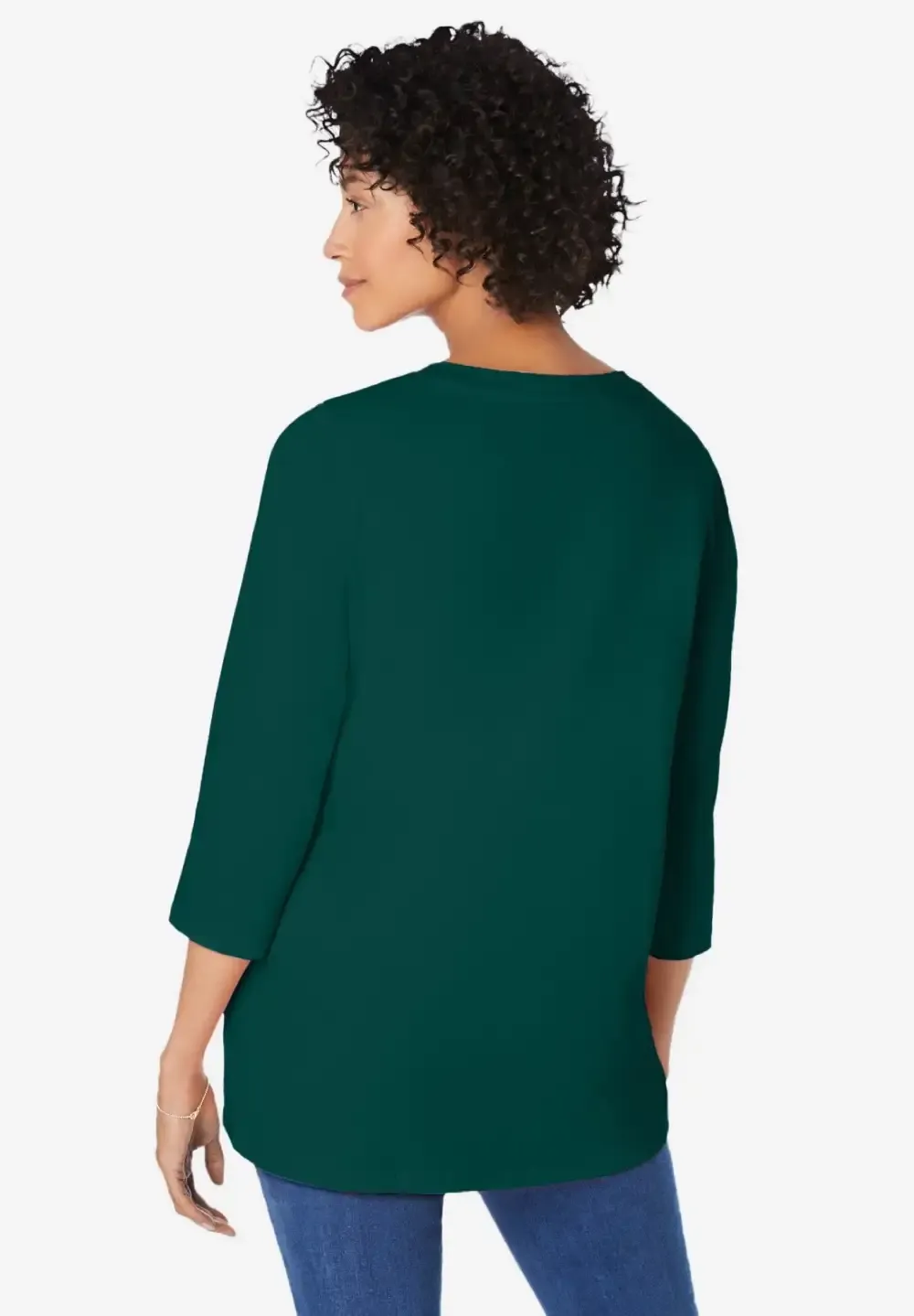Perfect Three-Quarter Sleeve V-Neck Tunic