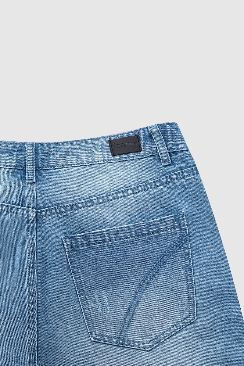 Wash Ripped Button Fly Low Waist Straight Leg Jeans
