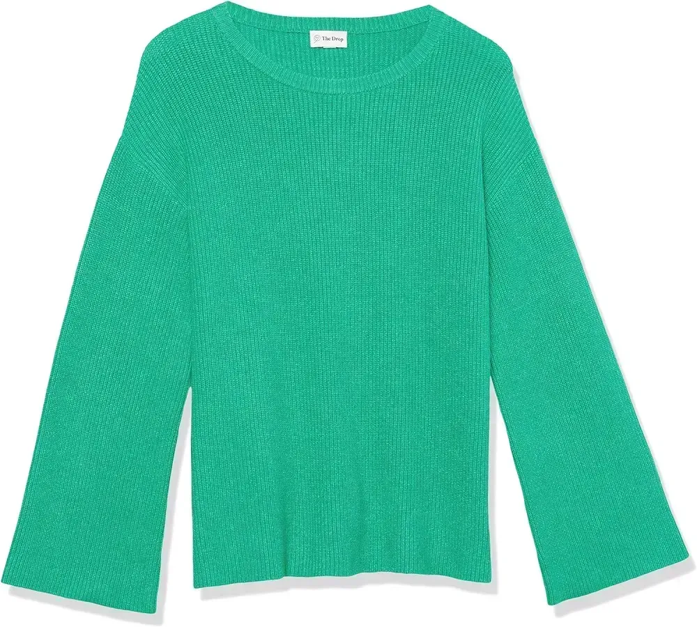 Women's Alice Crewneck Back-Slit Ribbed Pullover Sweater