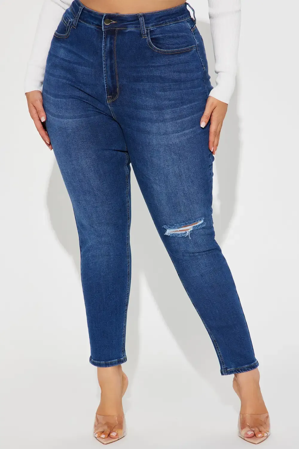 Lia Super Soft Ripped Booty Lifter Skinny Jeans - Medium Wash