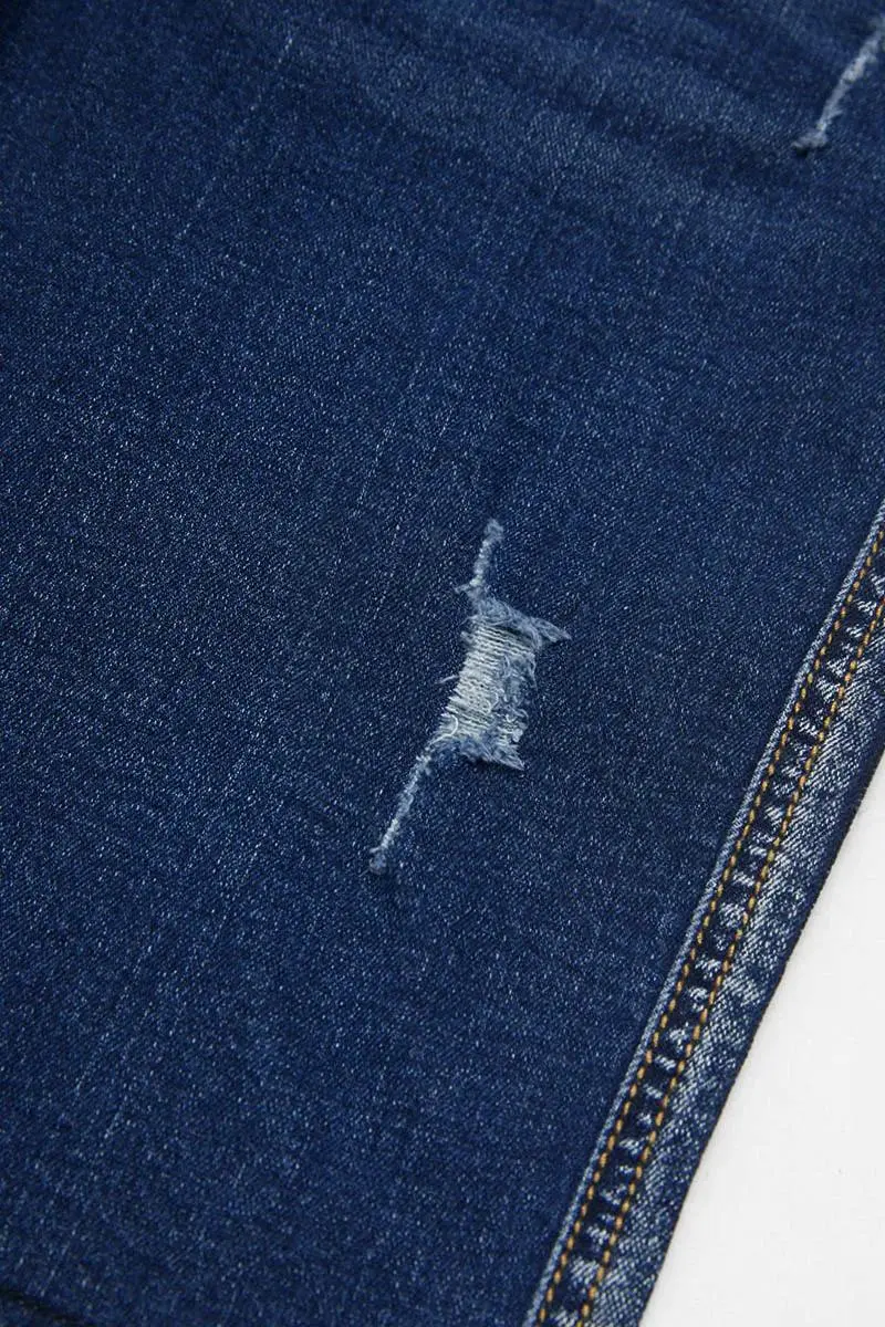 Raw Hem Embroidered Pocket High Waist Denim Mid Thigh Shorts