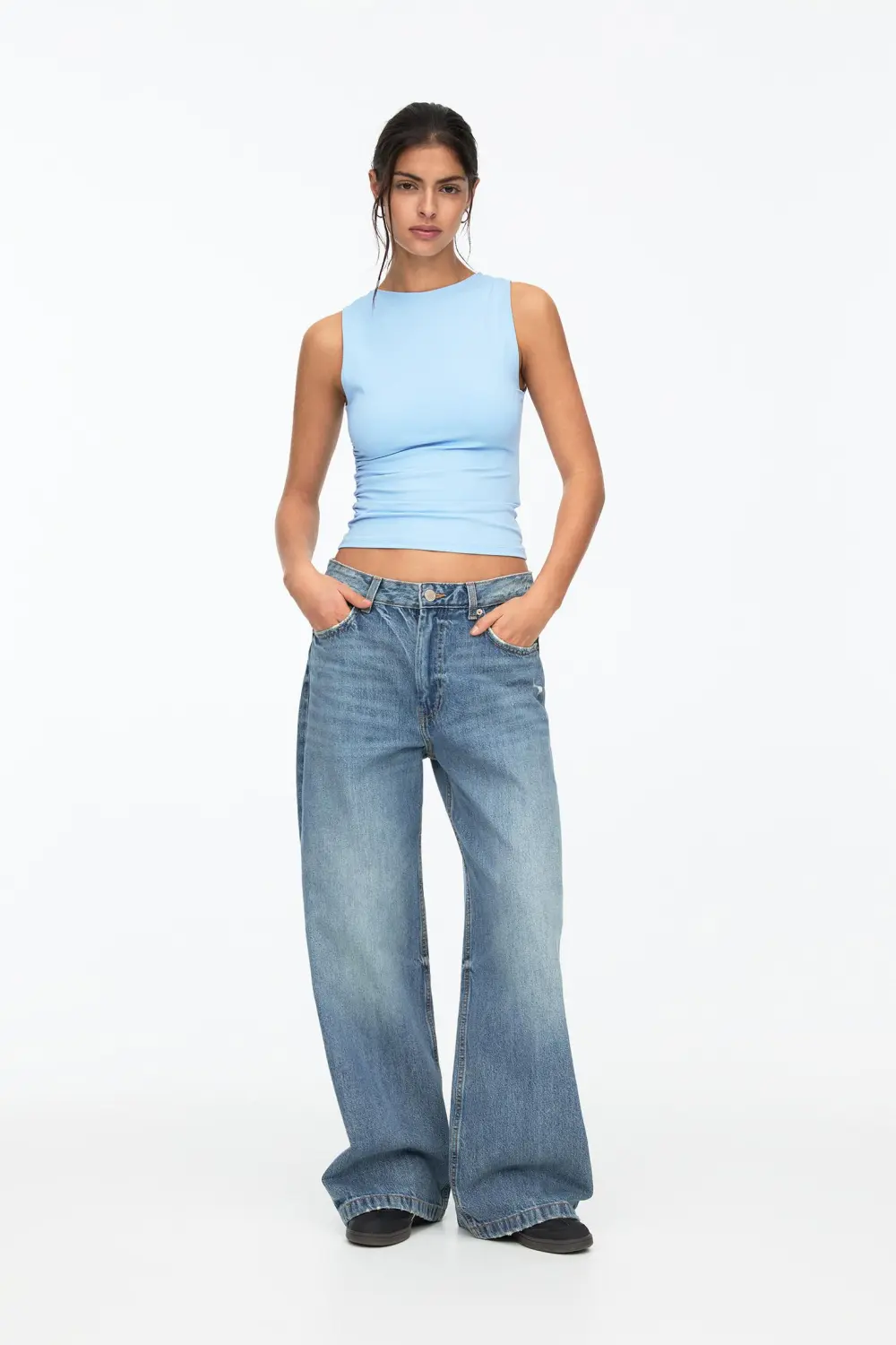 Gathered polyamide top