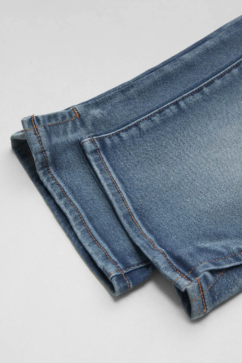 Split Hem Stitch Detail High Rise Capri Jeans