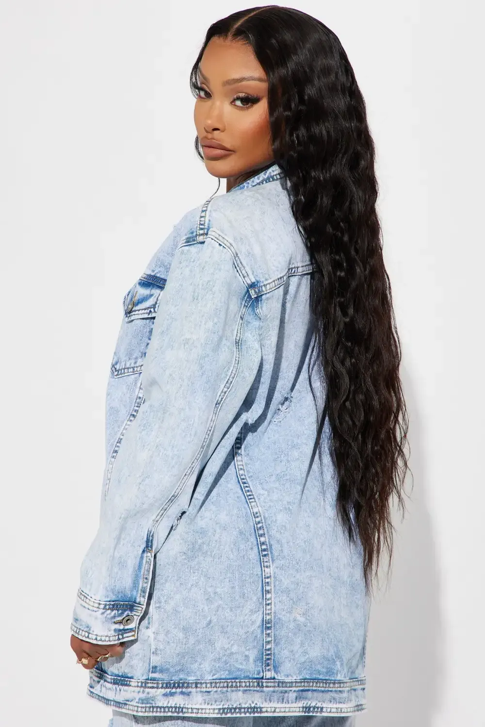 Most Wanted Stone Wash Denim Boyfriend Trucker Jacket- Stone Blue Wash