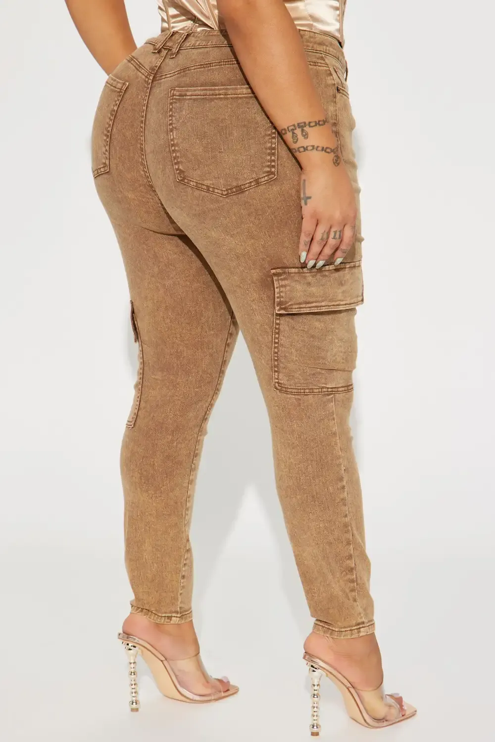 Kalahari Stretch Cargo Skinny Jeans - Brown