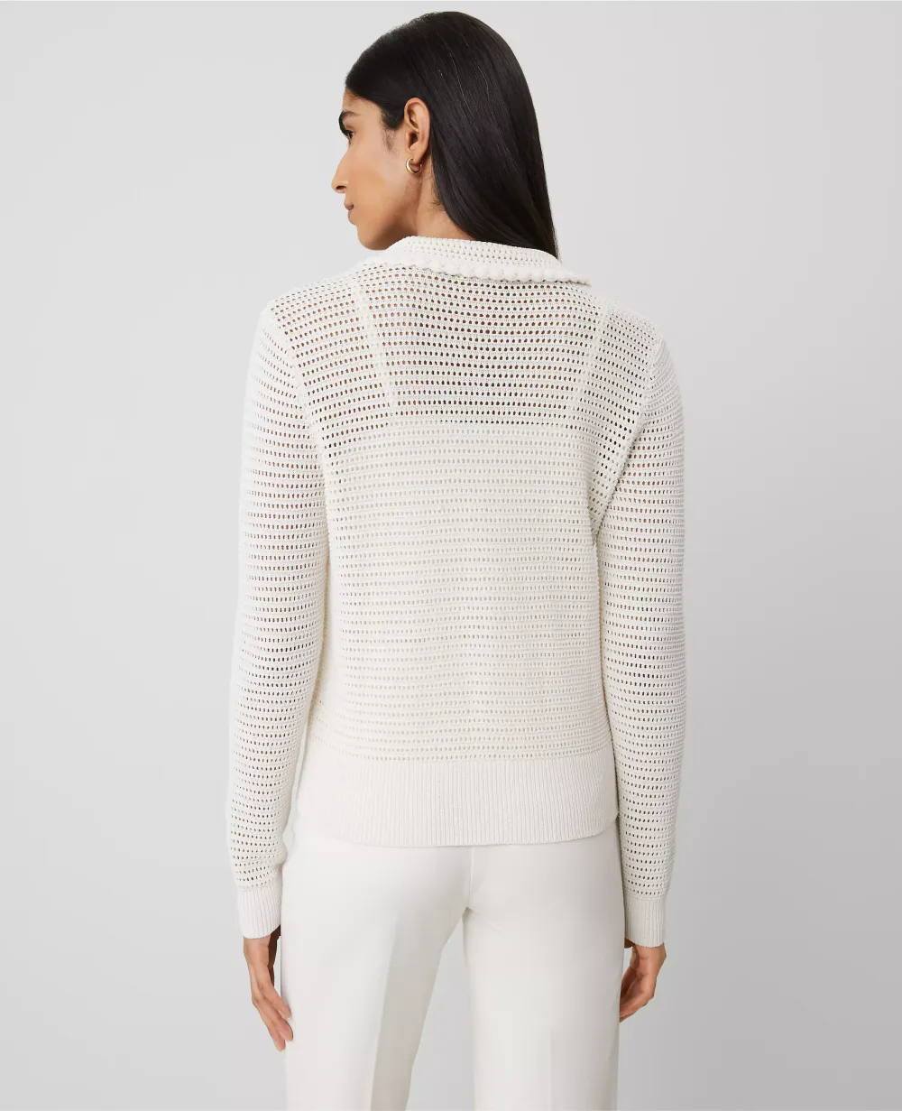 Crochet-Collar Cardigan