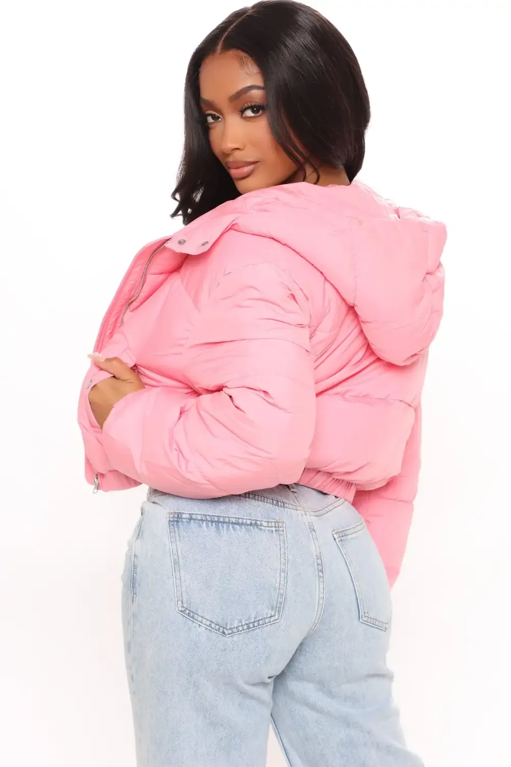 Can't Be Beat Cropped Puffer Jacket - Pink