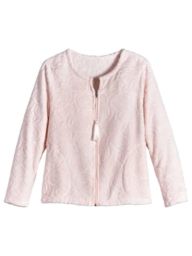 Ella Simone Sculpted Rose Fleece Bed Jacket