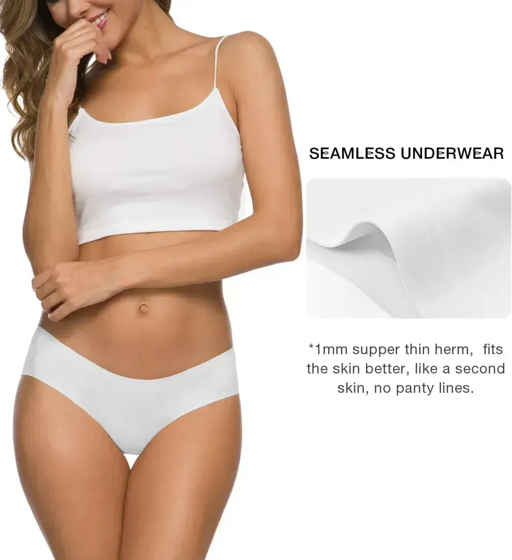 Women’s Seamless Hipster Underwear No Show Panties Soft Stretch Bikini Underwears Multi-Pack