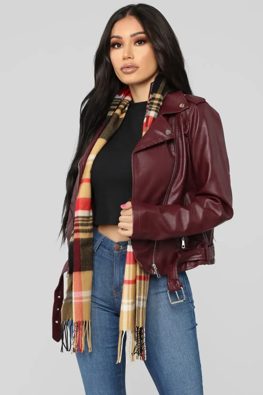 Araxie Vegan Leather Jacket - Wine