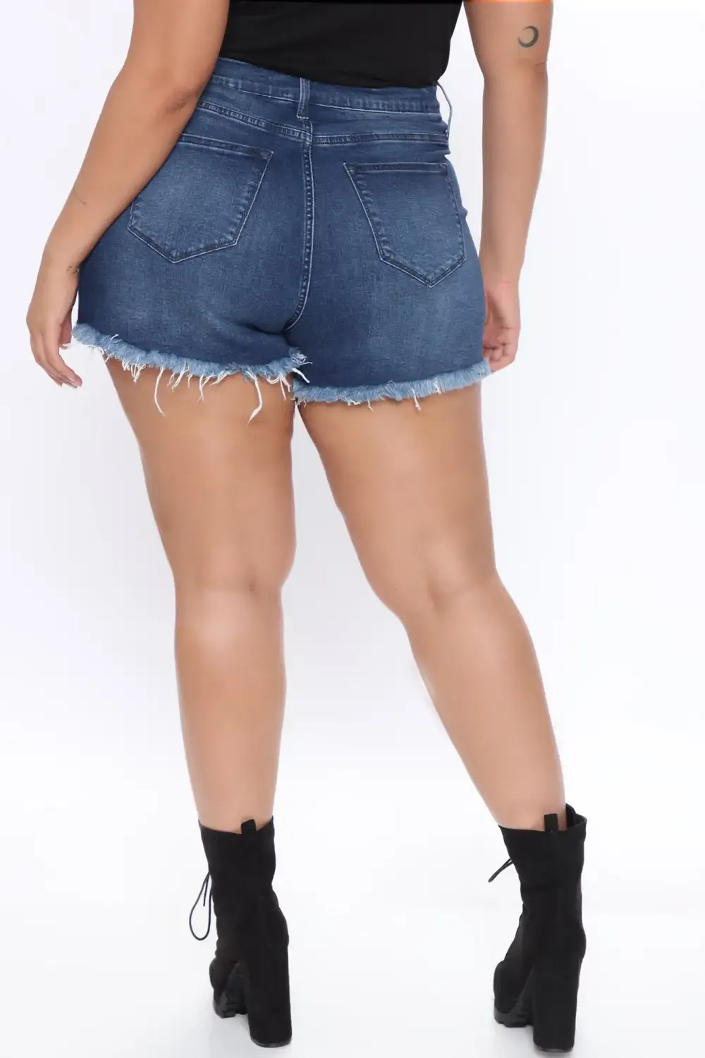 Slay The Fray Denim Shorts - Dark Denim