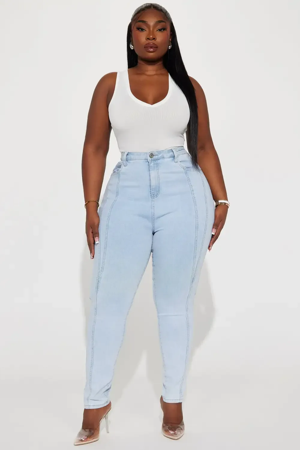 Attention Grabber Booty Lifter Stretch Skinny Jeans - Medium Wash