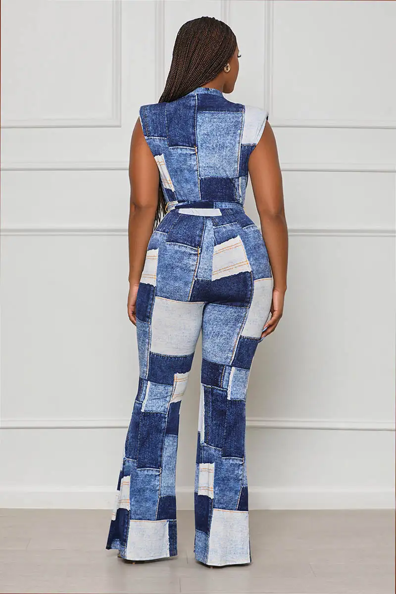 Bell Of Denim Patchwork Denim Jumpsuit-FINAL SALE
