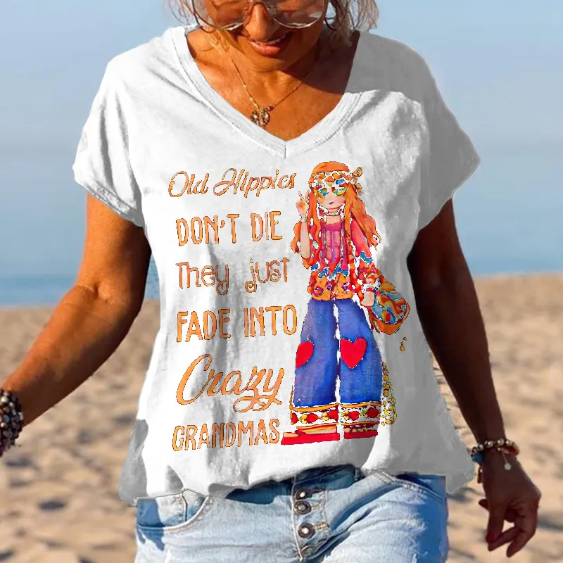 Old Hippies Don't Die Creative Printed Graphic Tees