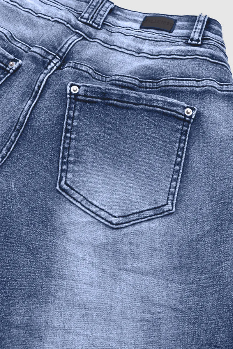 Button Up Roll Hem Low Rise Crop Jeans