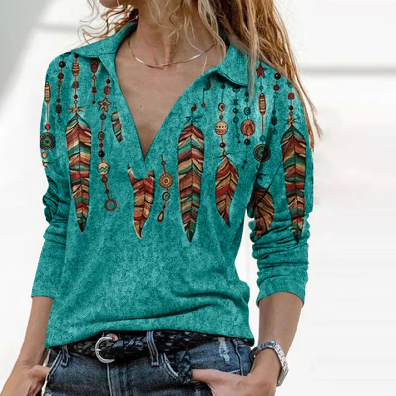 Orange western feather lapel graphic tees