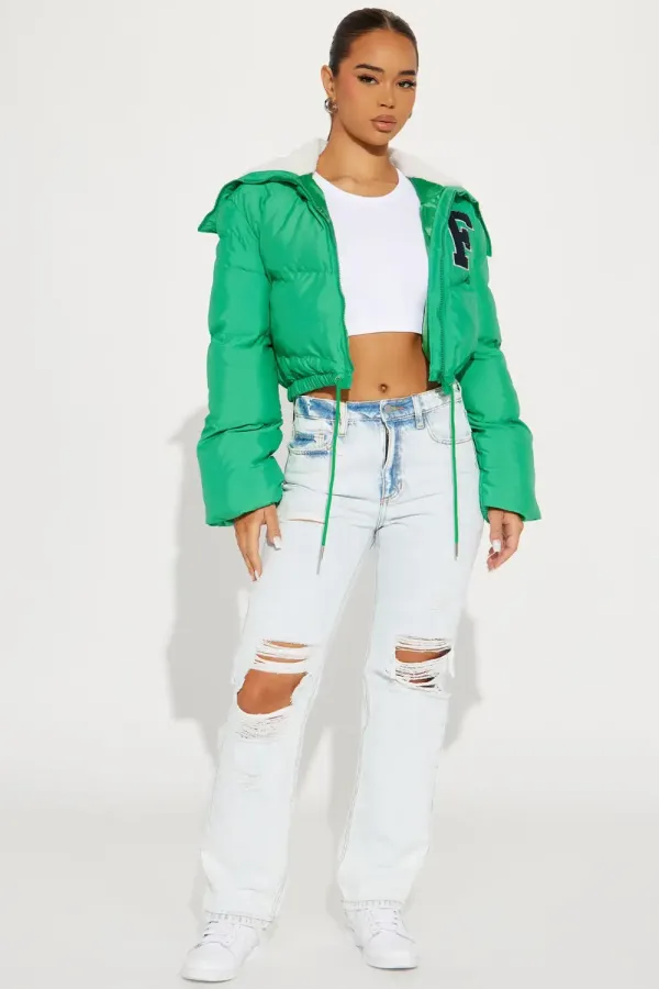 One Wish Only Puffer Jacket - Kelly Green