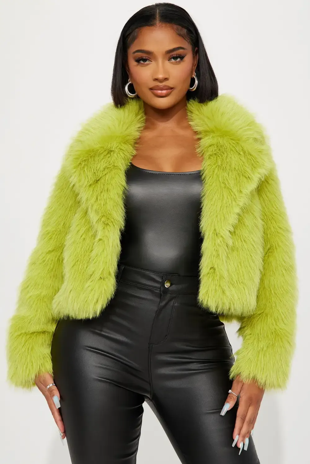 Foxy Mama Faux Fur Jacket - Chartreuse