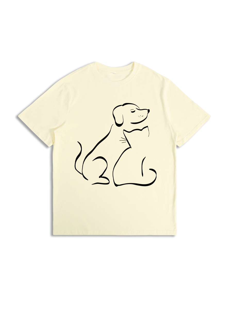 Simple Dog Silhouette Print T-Shirt