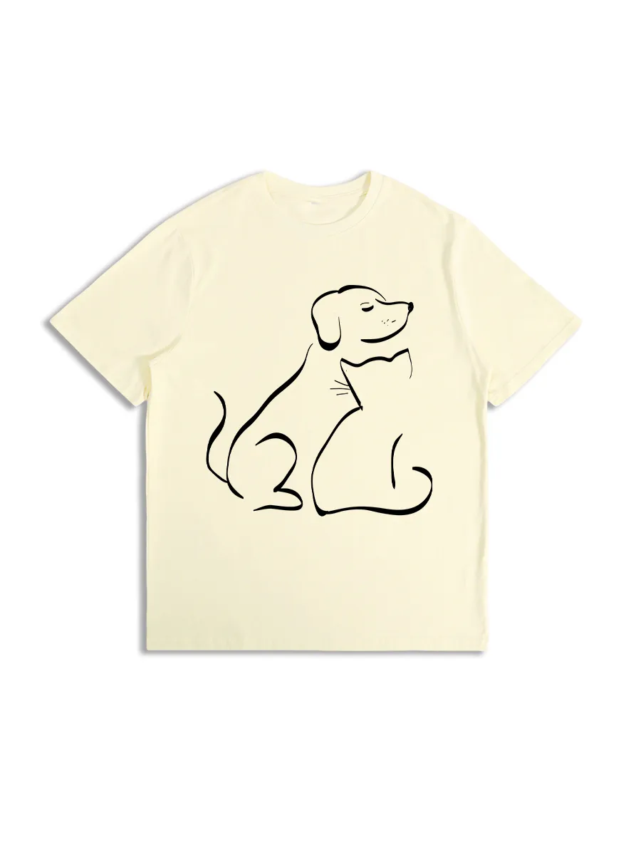 Simple Dog Silhouette Print T-Shirt