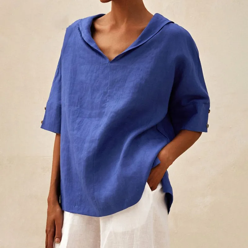 Women's Casual Linen V-Neck Shirt