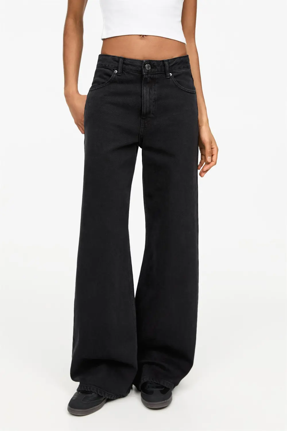 Jeans wide leg tiro alto