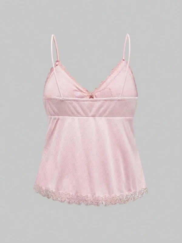 Kawaii Women Beaded Embroidery Bowknot Tank Top