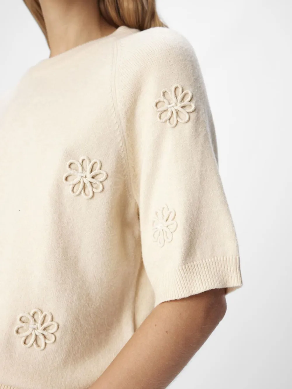 Cream Crew Neck Long Sleeve Sweaters