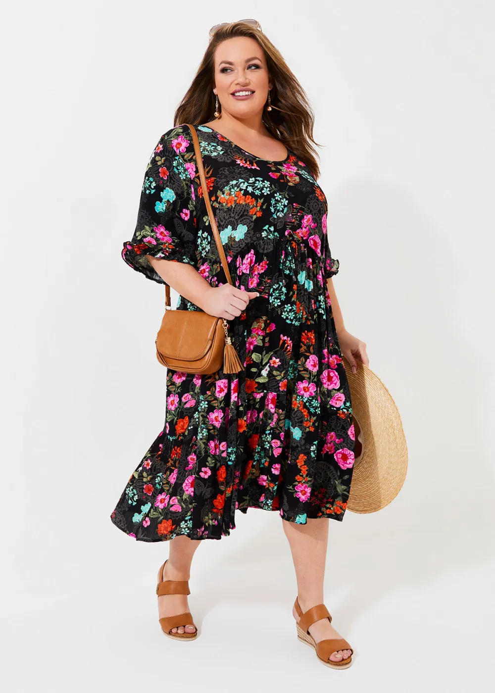 Ditsy Bloom Tier Natural Dress