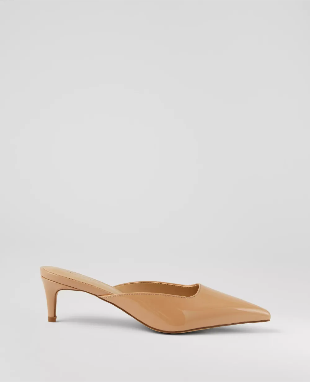 Patent Kitten Heel Mule Pumps