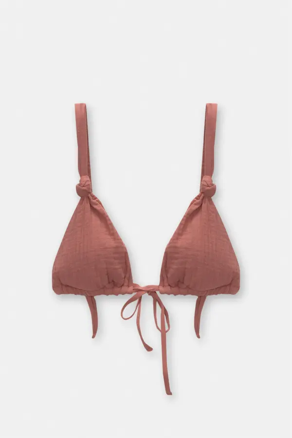 Textured triangle bikini top