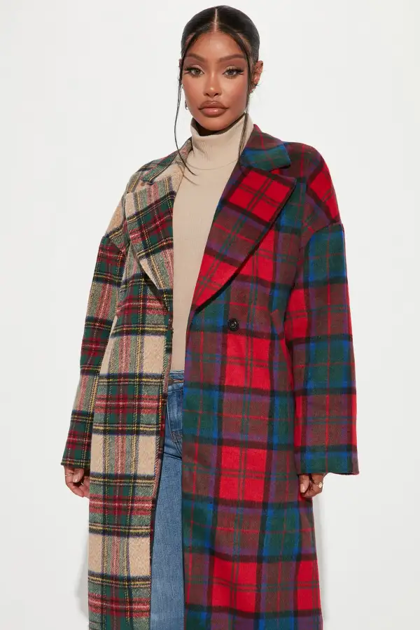 Strange Things Plaid Coat - Red/combo