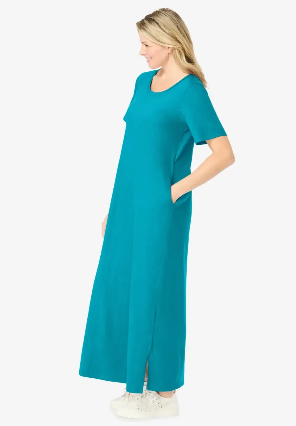Perfect Short-Sleeve Scoopneck Maxi Tee Dress