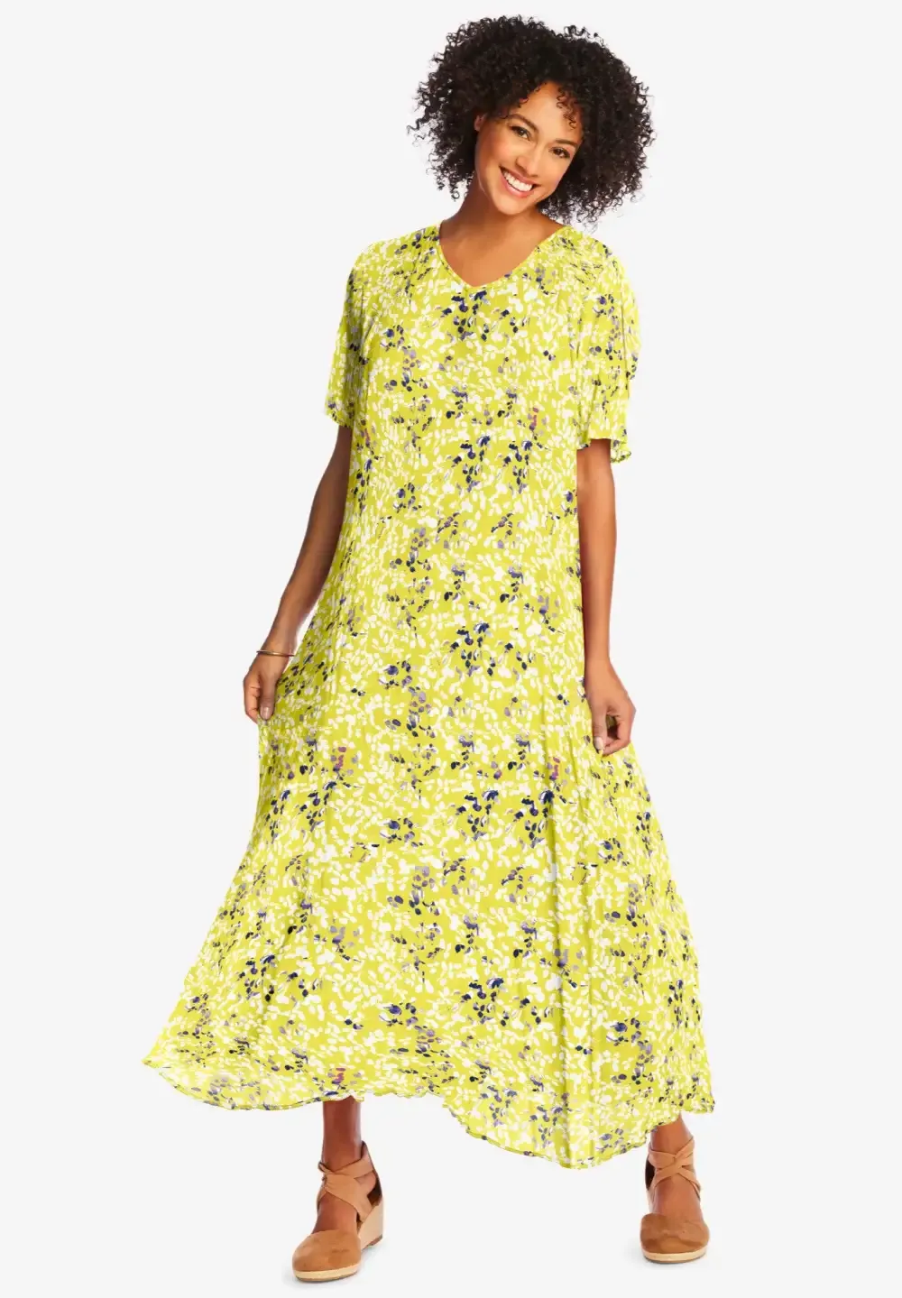 Short-Sleeve Crinkle Dress