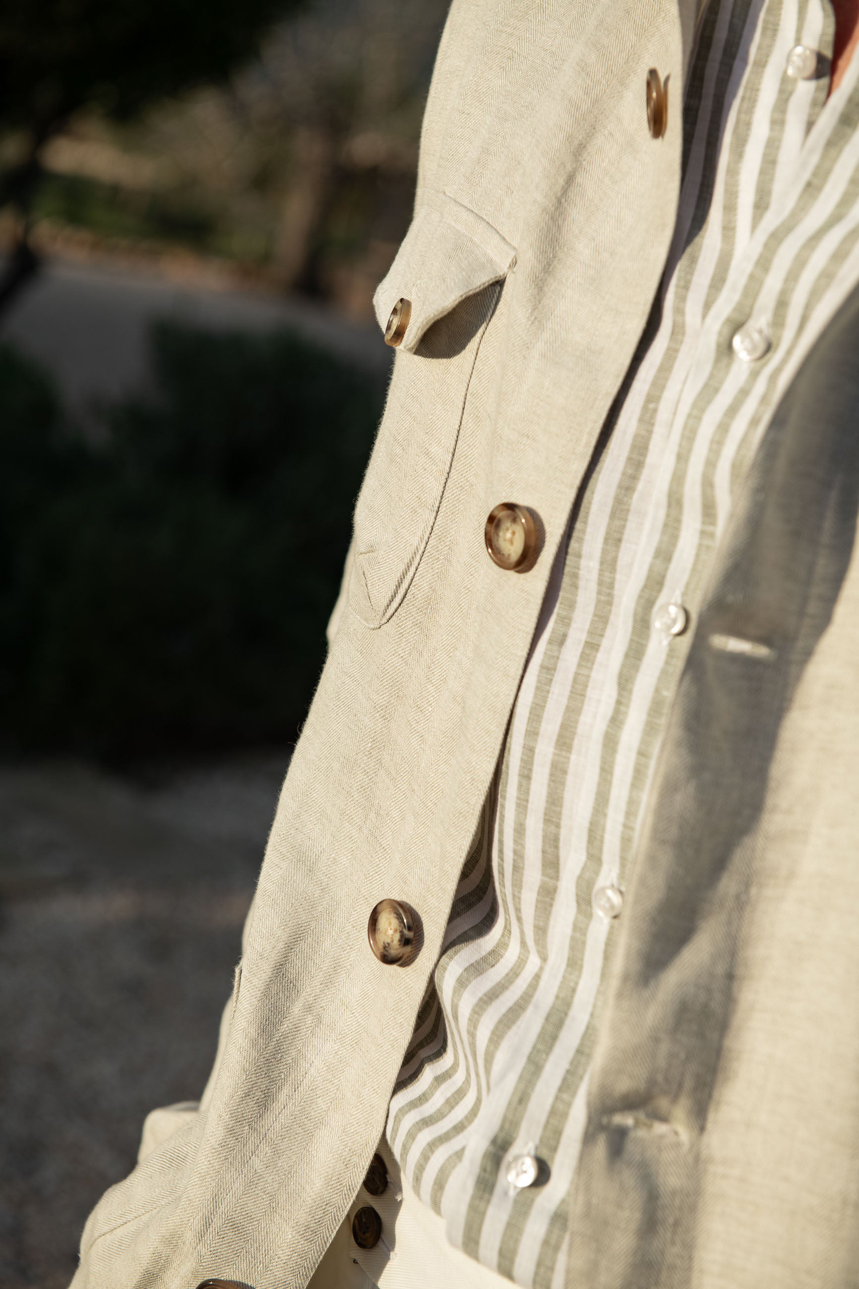 Herringbone Linen Safari Jacket