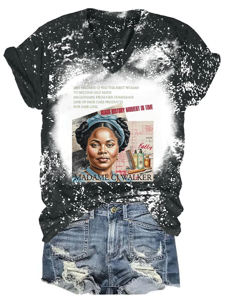 Women'S Black History Moment In Time V-Neck T-Shirt