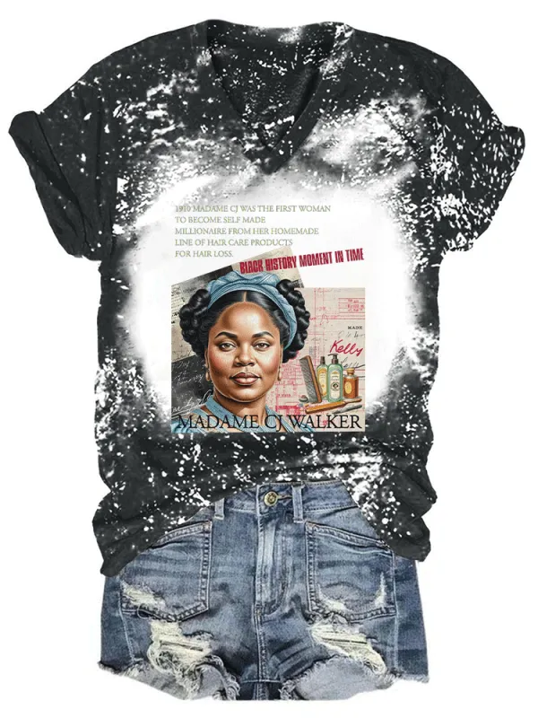 Women'S Black History Moment In Time V-Neck T-Shirt
