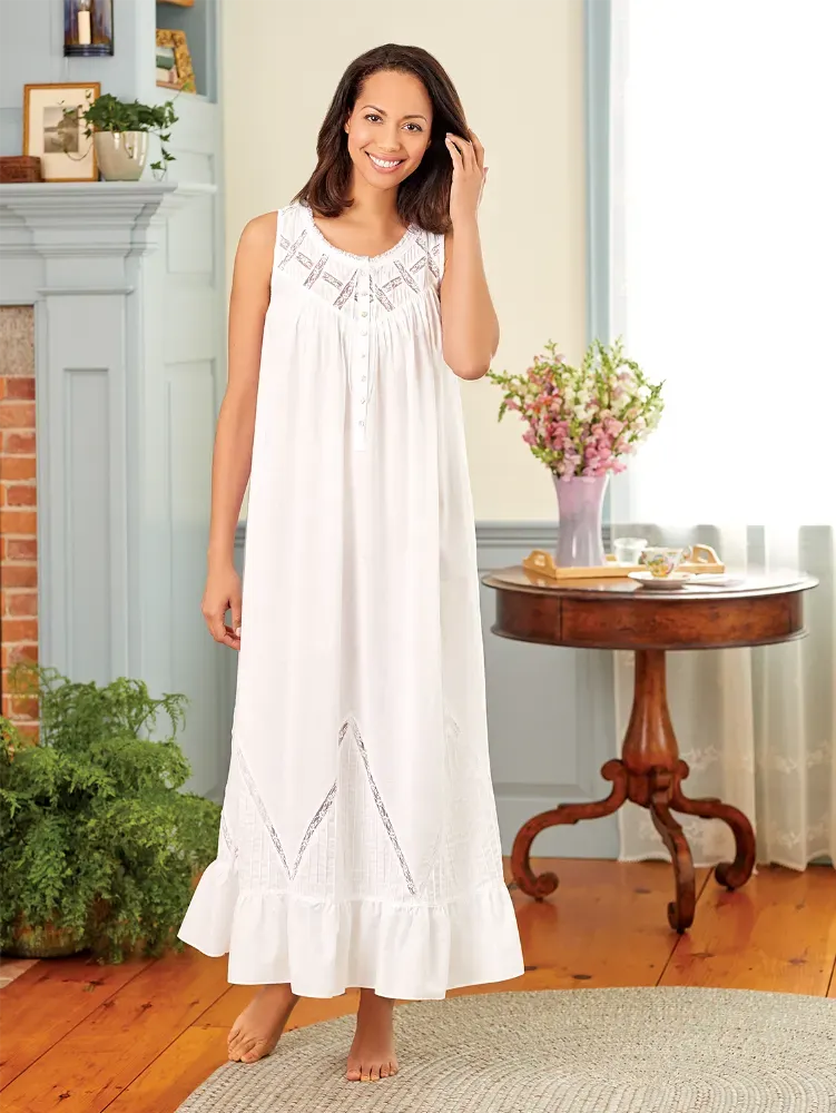 Eileen West Moonlight Sonata Long Cotton Lawn Nightgown