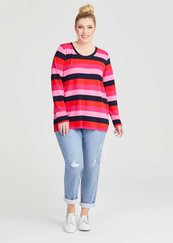 Bamboo Ponte Multi Stripes Top