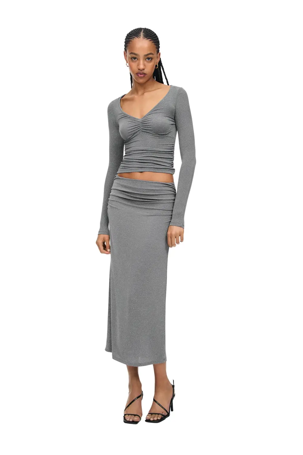 Shimmery top with gathering