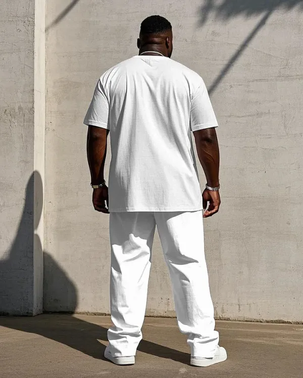 Big Men'S Solid Color 7 Color Short Sleeve T-Shirt Trousers Set