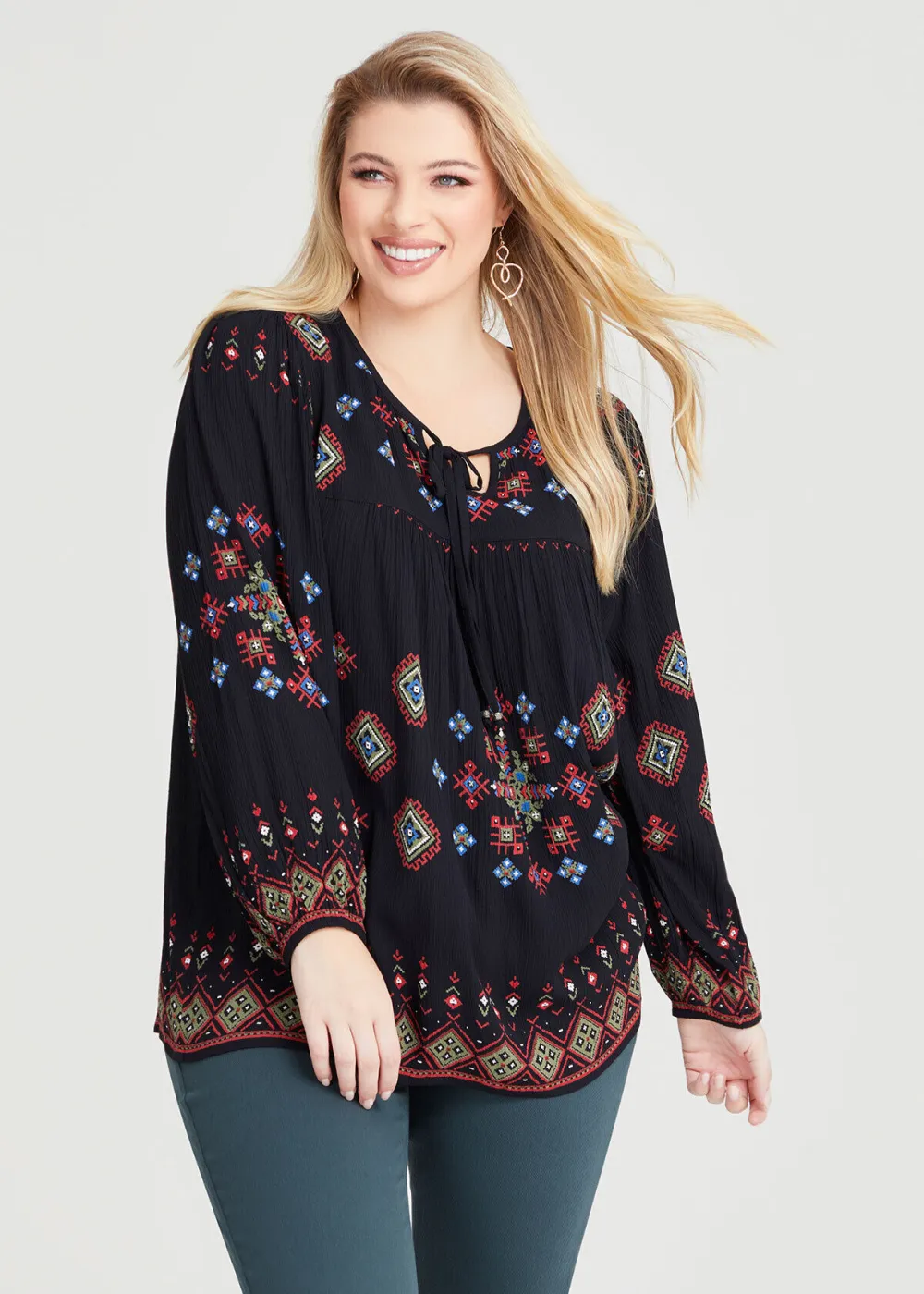 Natural Boho Print Top