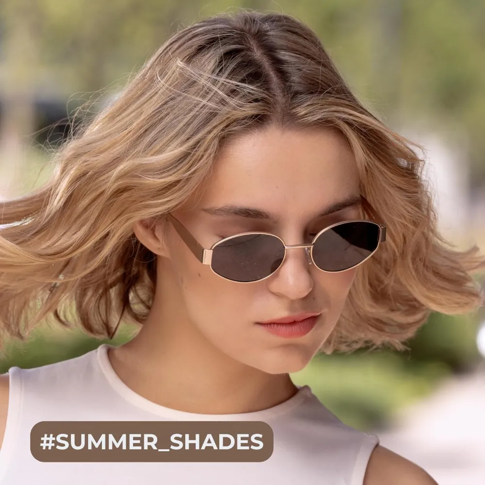 livho 2025 Trendy Oval Sunglasses - Stylish Polarized Shades for Everyday - Retro Metal Frames, Gold/Silver/Black
