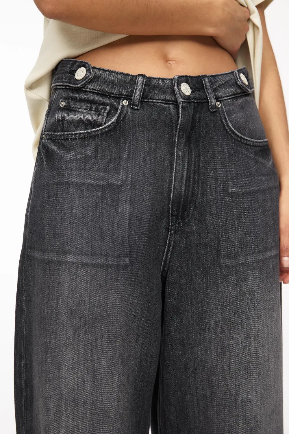 Jeans baggy wide leg detalle trabillas