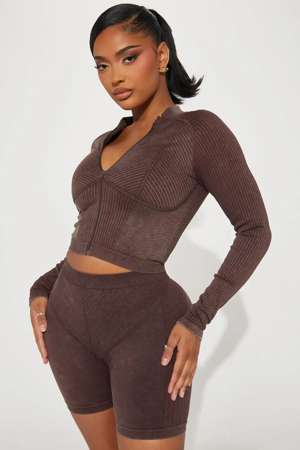 Kara Seamless Active Jacket - Brown