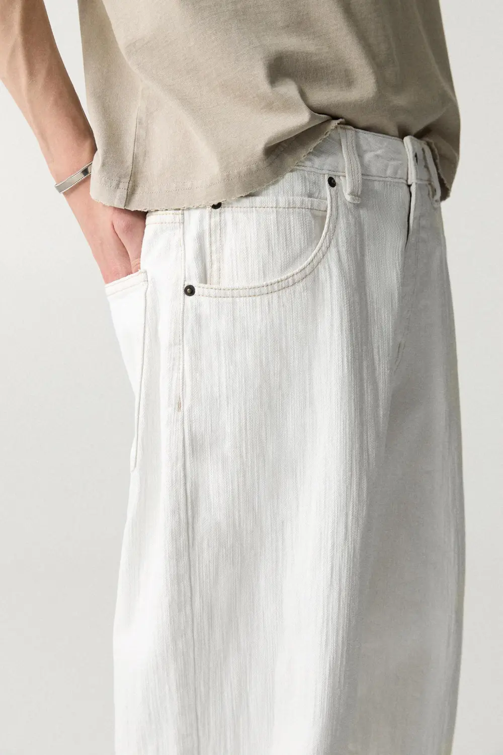 White textured jeans