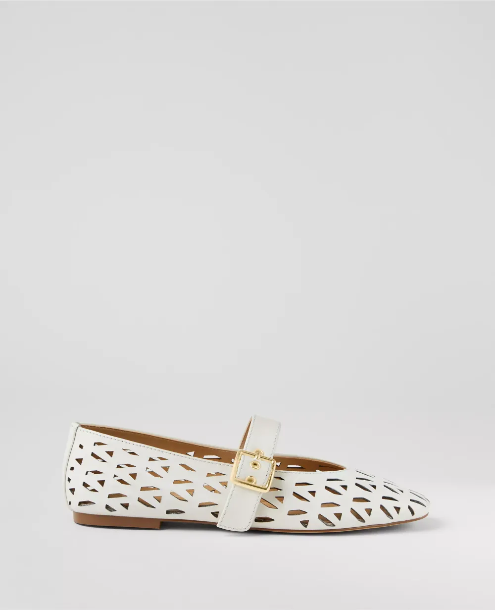 Perforated Buckle Ballet Flats