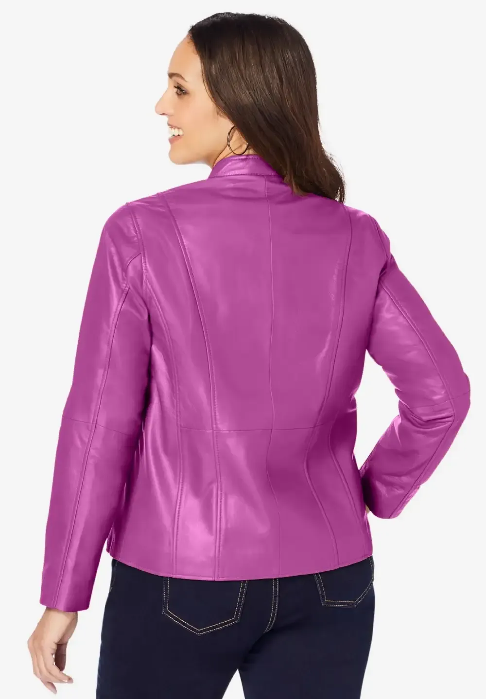 Zip Front Leather Jacket