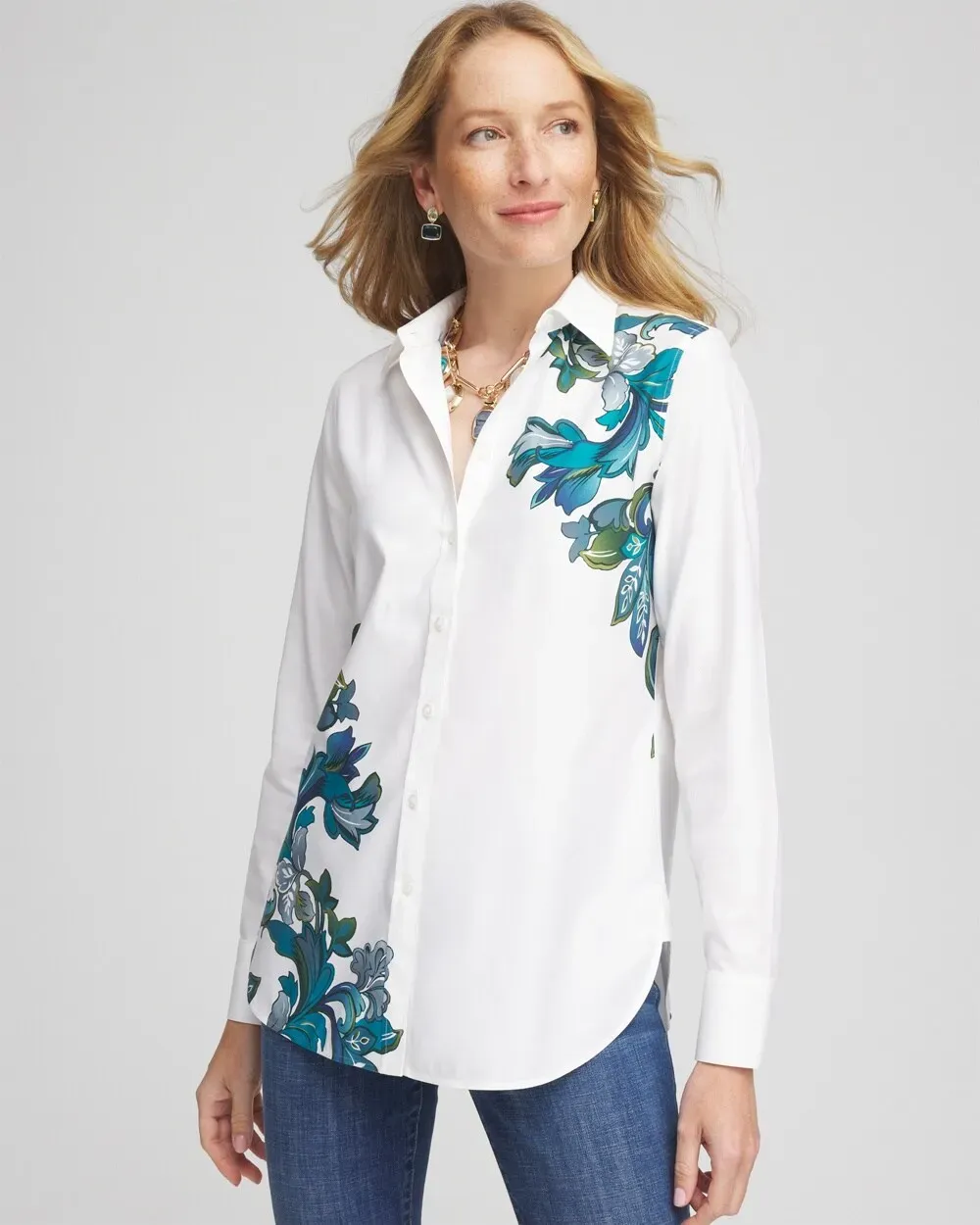 No IronTM Floral Scrolls Shirt