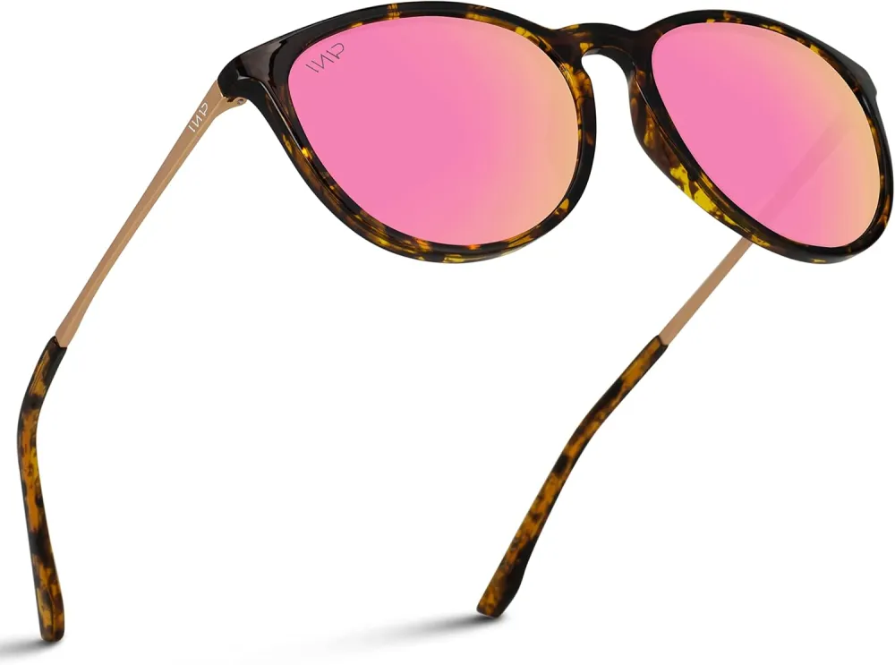 WearMe Pro Women's Round Sunglasses with Polarized UV Protection, Trendy Retro Designer Style
